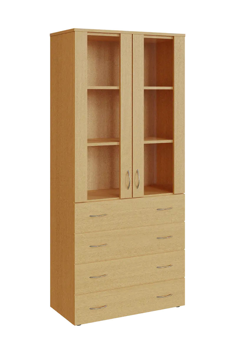 N 5 - 84ZS kancelářská skříň, 2-dveřová/prosklená/zásuvky, 1800x800x400, buk Royal